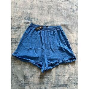 NWT! Pretty Little Thing Blue Textured Linen Look Floaty Shorts US Size 16
